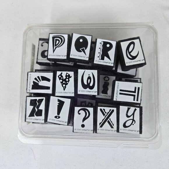 Stampin' Up! Set of Outrageous Alphabet Stamps 1999 in Clear Container - Picture 3 of 4